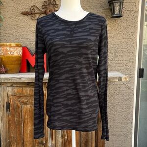 Black Camouflage Long Sleeve Top